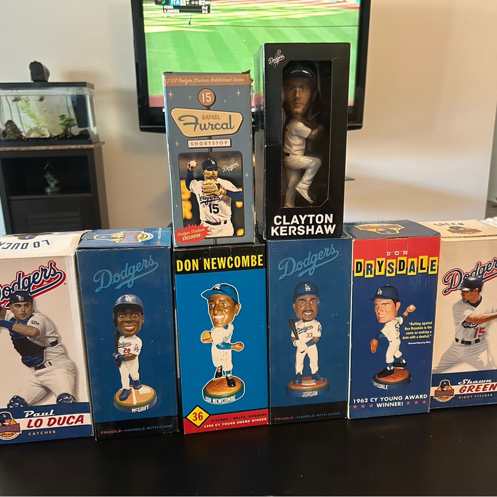 Los Angeles legend Dodgers Bobblehead Box Lot with Clayton Kershaw Figurine